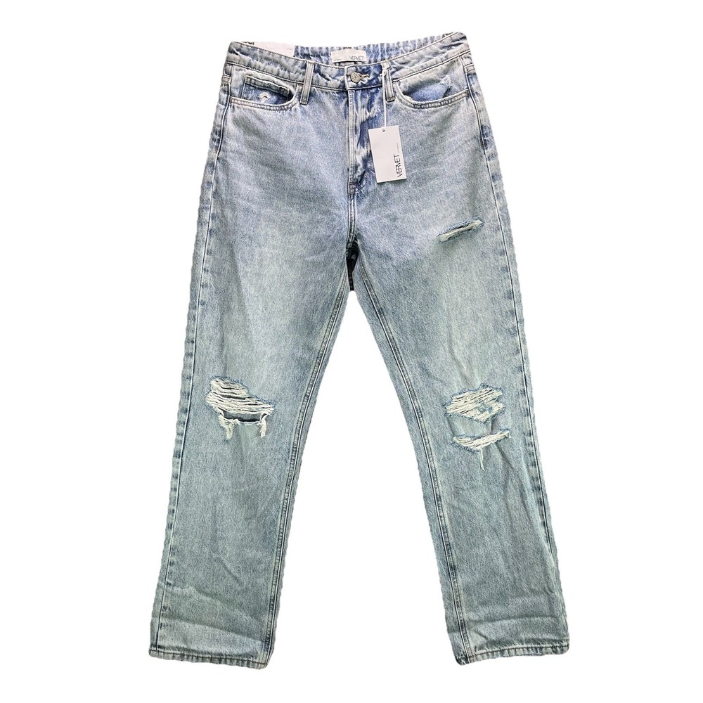 Vervet Jeans Womens 29 Blue 90s Dad Distressed High Rise Light Wash Denim NWT